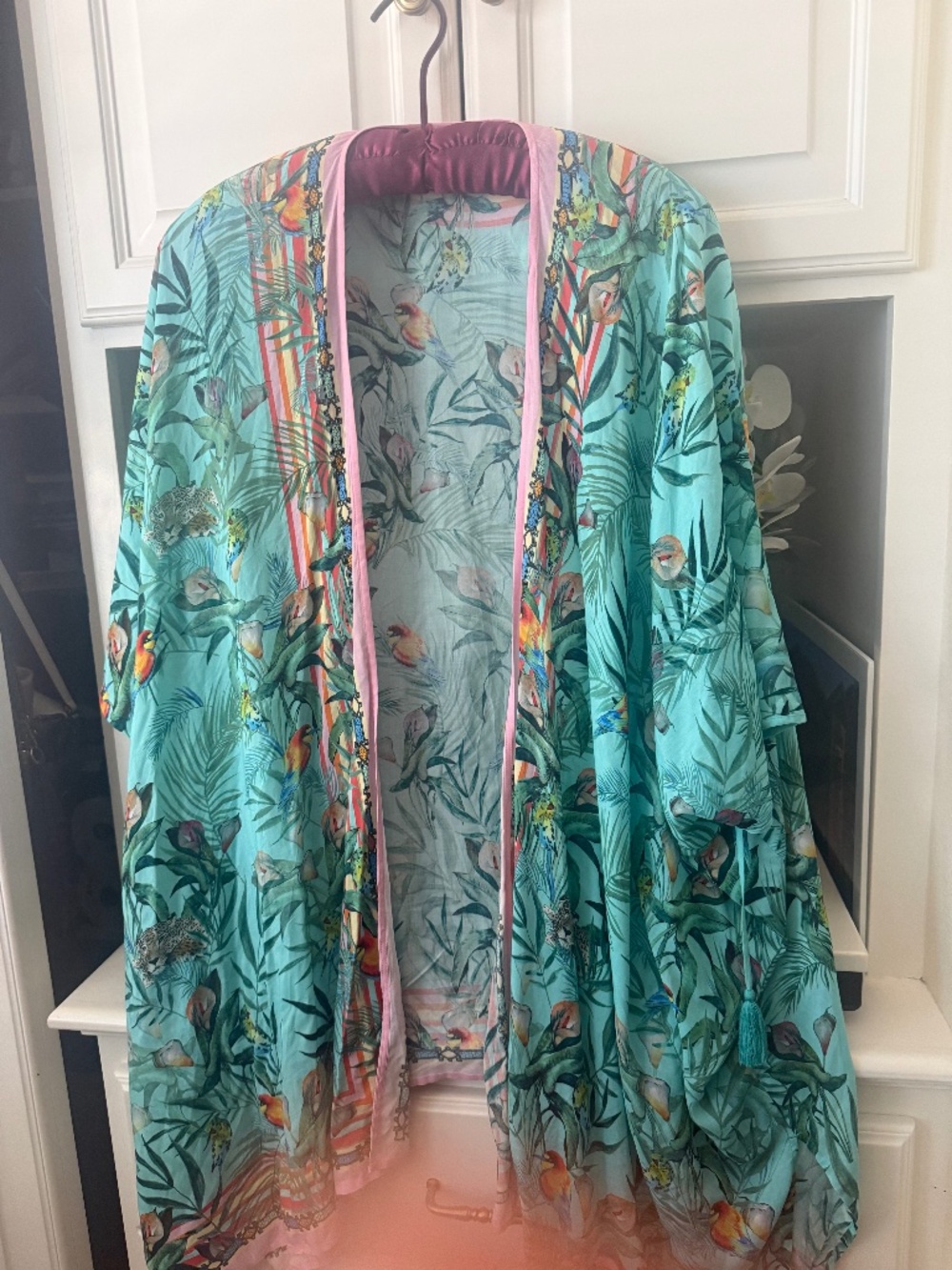 Johnny Was medium kimono or flowing jacket gorgeous aqua